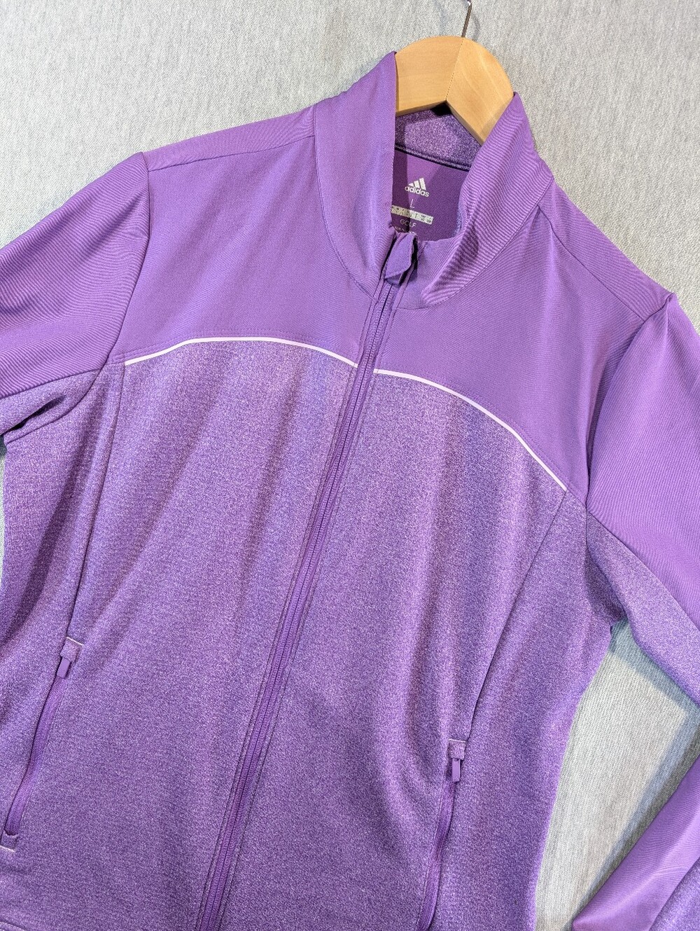 Adidas Golf Full Zip Jacket Women's Large Purple Zip Pockets